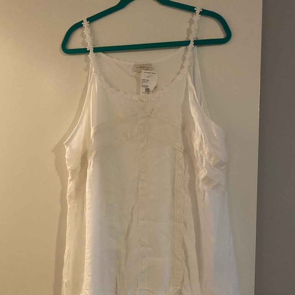 Loralette White Linen Ruffles Dress 3X